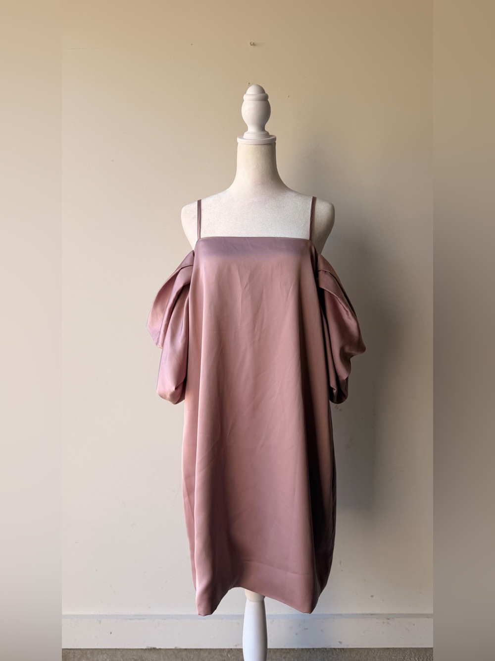 Anthropologie: Sunday in Brooklyn Dusty Lilac Rose One-Shoulder Satin Dress